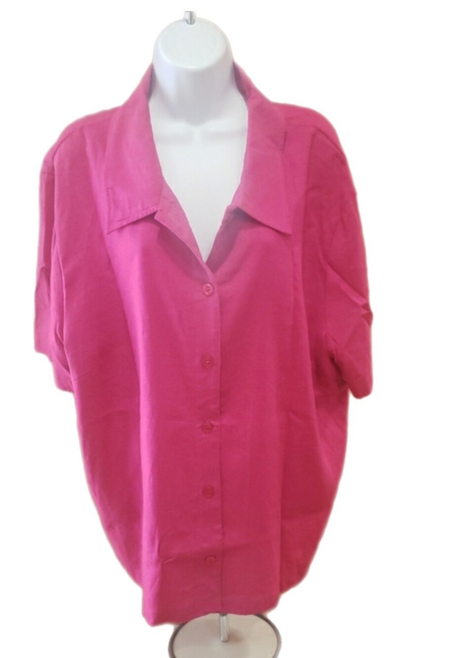 Studio Ease Woman Hot Pink Button-Up Shirt, 26W